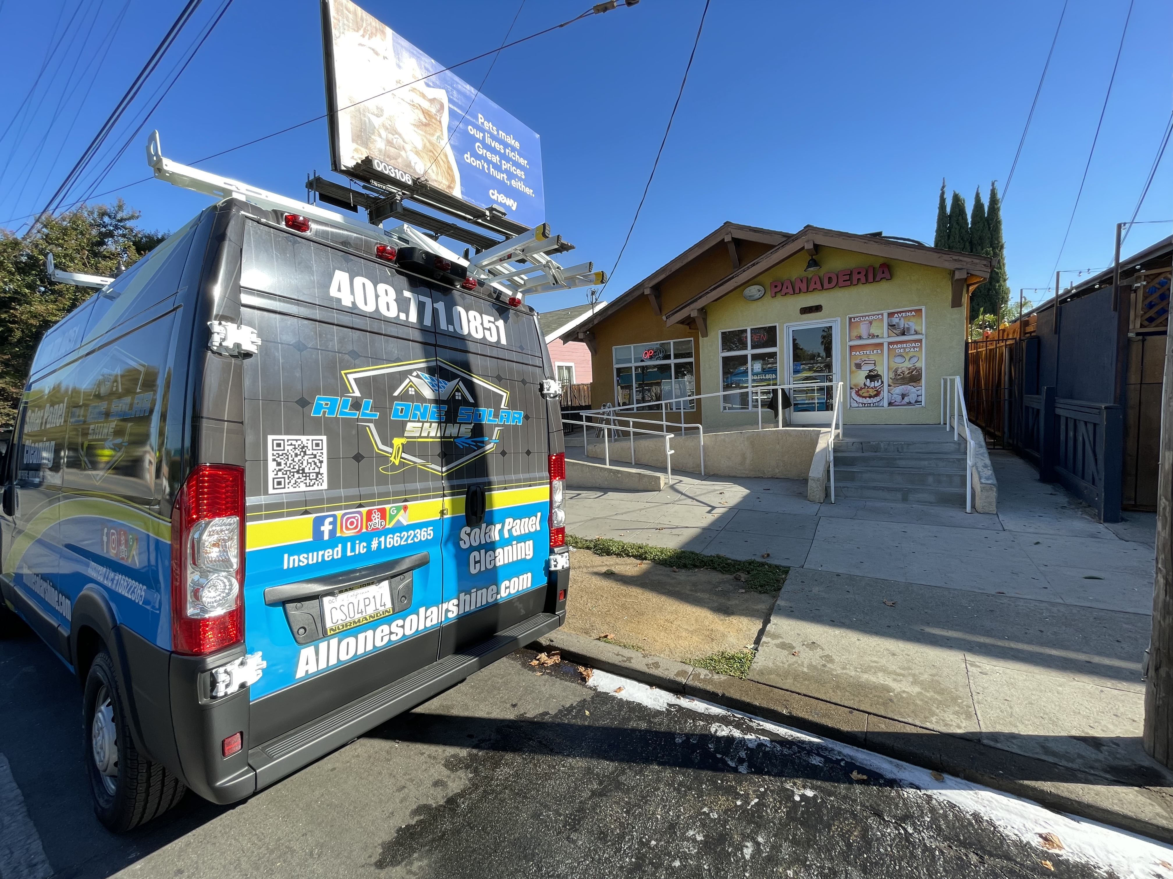 All One Solar Shine service van on a residential street